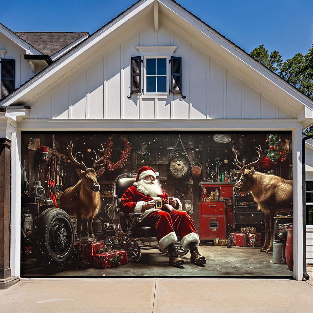 Lorva Christmas Garage Door Banner Decoration Merry Christmas Night