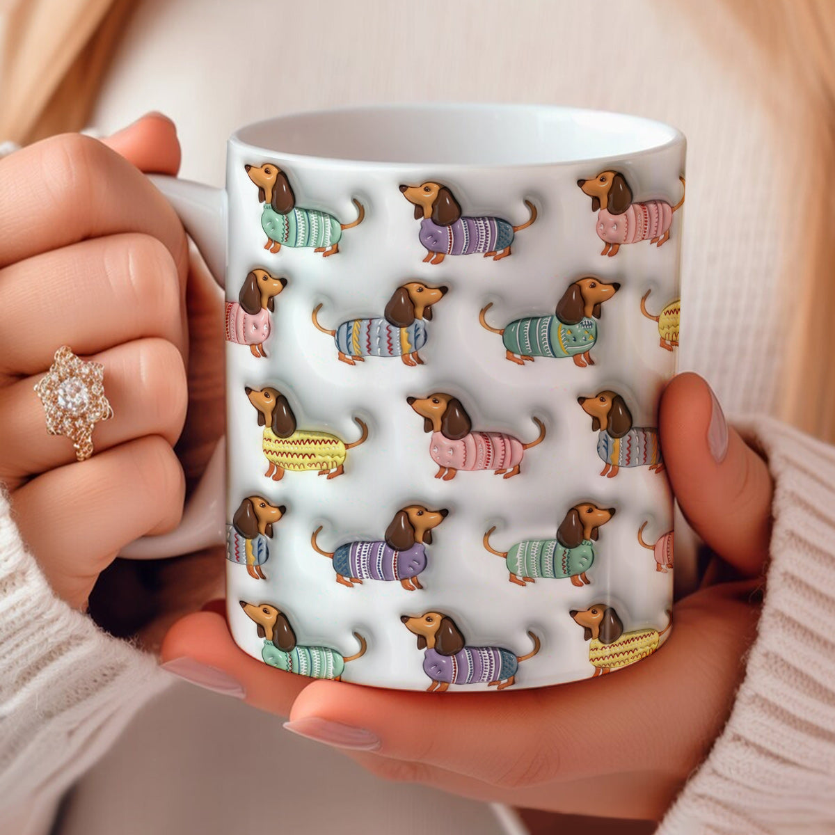 Lorva Flat Print Mug Charming Dachshund Sweaters