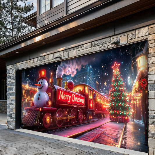 Lorva Christmas Garage Door Banner Decoration Snowman’s Holiday Express