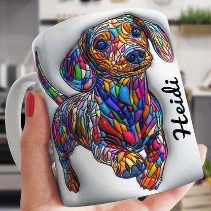 Lorva Personalized Flat Print Mug Playful Dachshund Running