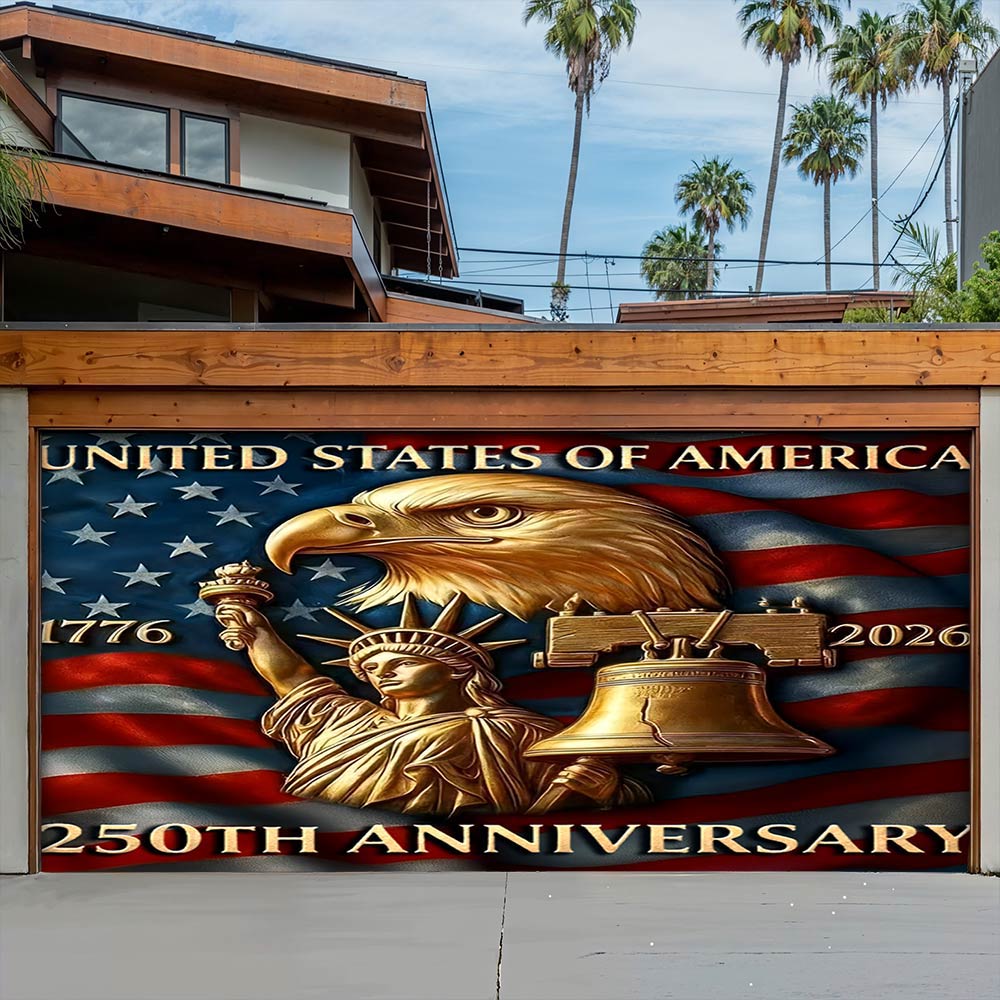 Lorva Garage Door Banner Decoration America 250th Anniversary