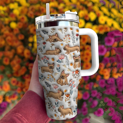 Lorva French Bulldog Tumbler Happy Field Flowers