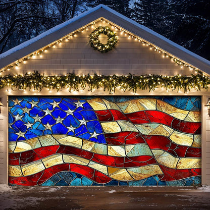 Lorva Patriotic Garage Door Banner Decoration American Flag