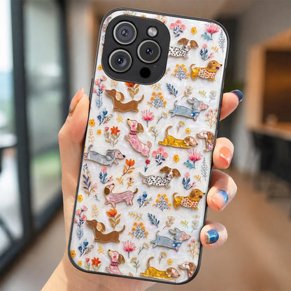 Lorva Dachshund Flat Print Phone Case Sparkling Happy Field Flowers