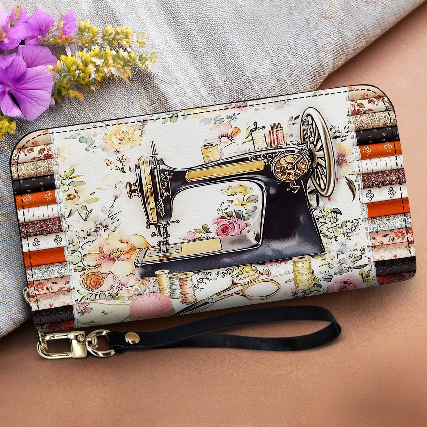 Lorva Sewing Leather Wallet Vintage Bloom
