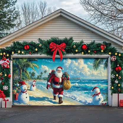 Lorva Christmas Garage Door Banner Decoration Relax Beach
