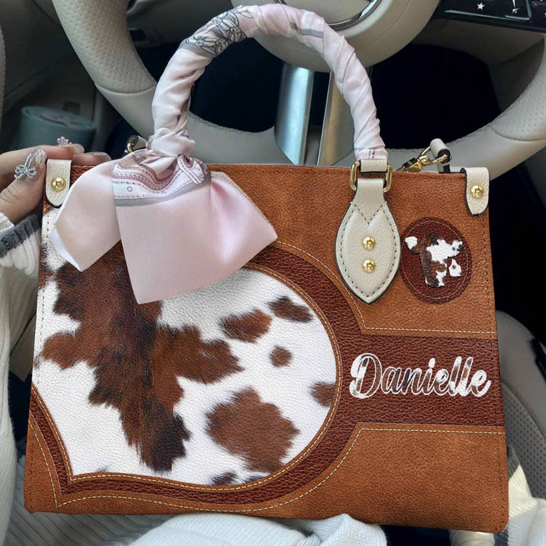 Lorva Personalized Cow Leather Bag Moo-Chic