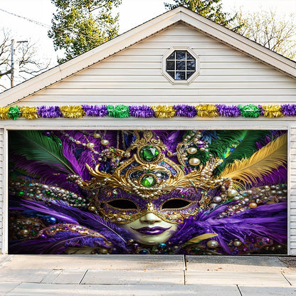 Lorva Garage Door Banner Decoration Royal Mardi Mask