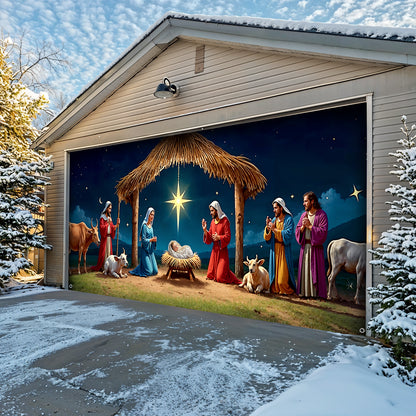 Lorva Nativity Scene Christmas Garage Door Banner Decoration