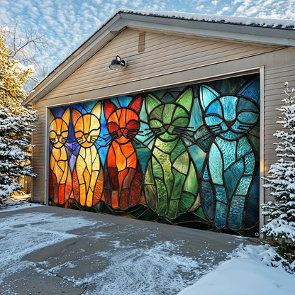 Lorva Cat Garage Door Banner Decoration Welcome