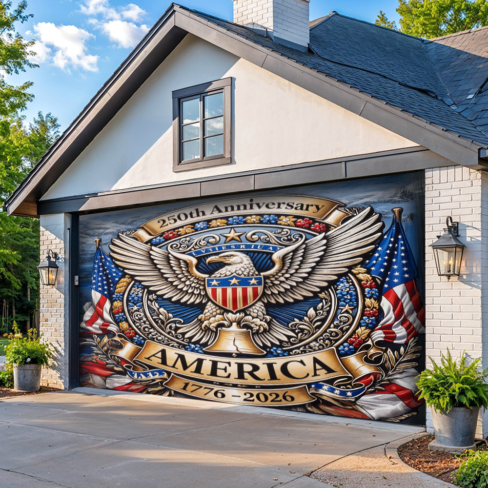 Lorva Garage Door Banner Decoration 250 Years of American's Power