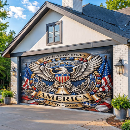 Lorva Garage Door Banner Decoration 250 Years of American's Power