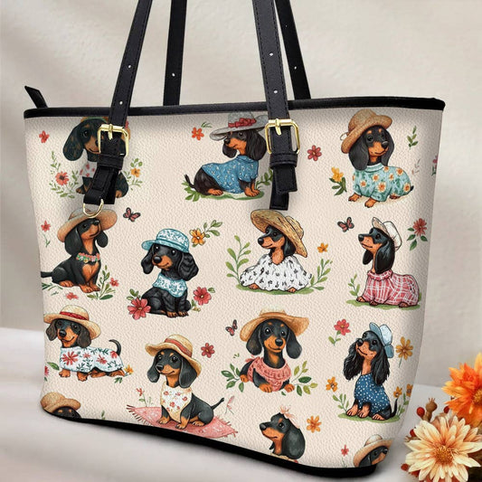 Lorva Leather Tote Bag Picnic Doxies