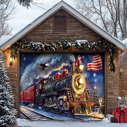 Lorva Garage Door Banner Decoration Patriotic Santa Claus Holiday Express