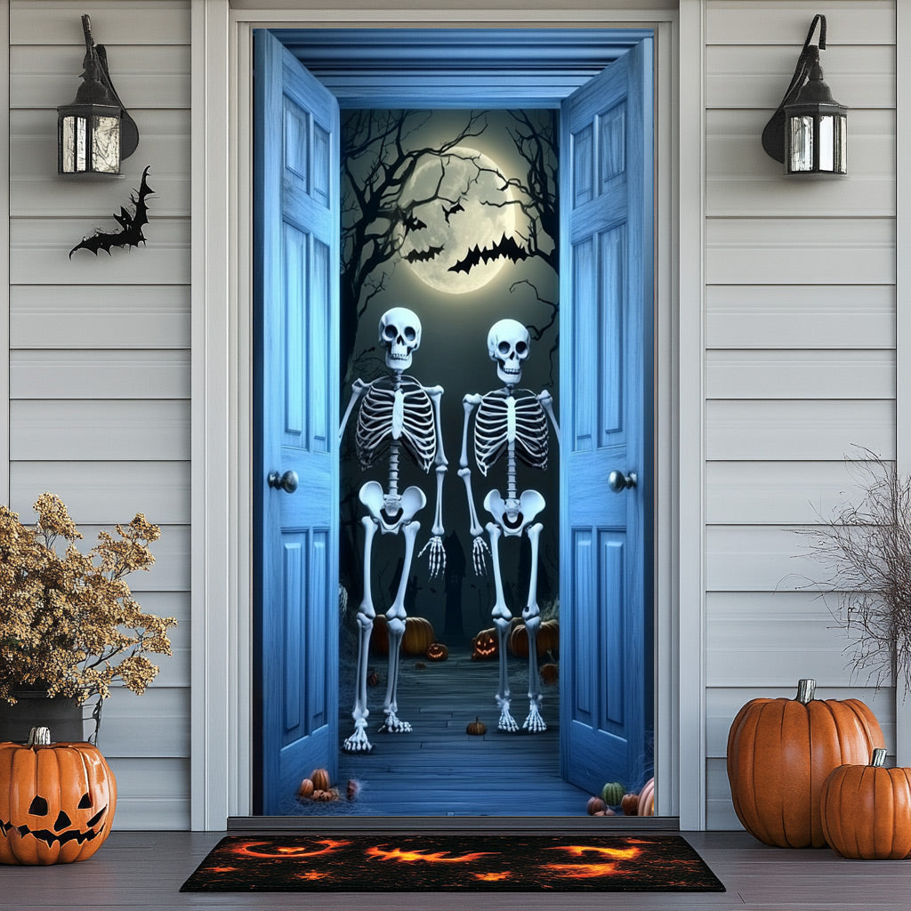 Lorva Halloween Door Cover A Spooky Night With Skeletons