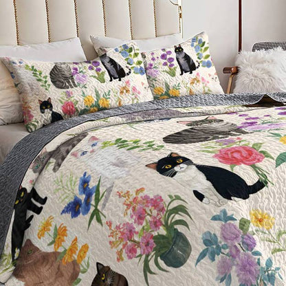 Lorva Cat All Season Quilt 3-Piece Set Charming Dream Garden