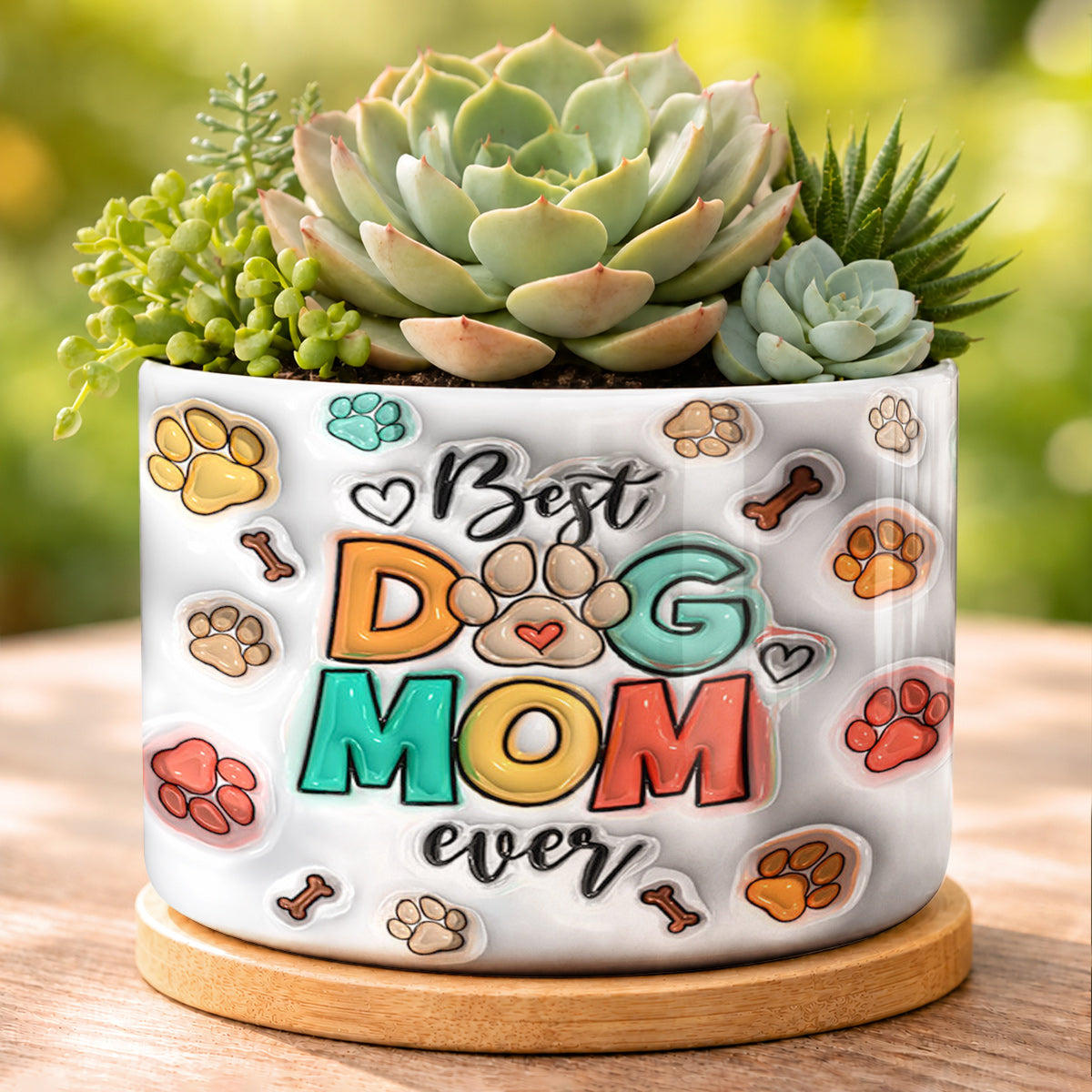Lorva Dachshund Flat Print Ceramic Plant Pot Best Dog Mom Ever