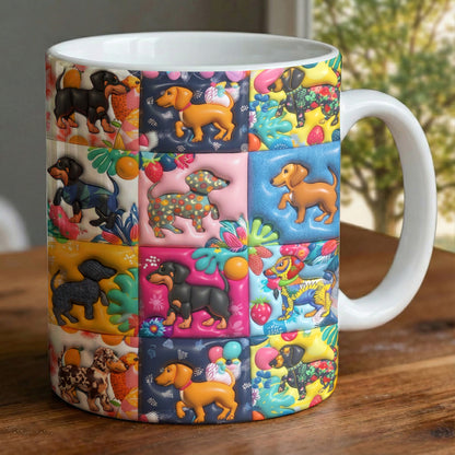 Lorva Flat Print Mug Amazing Tropical Dachshunds