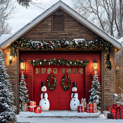 Lorva Christmas Garage Door Banner Decoration The Cute Snowman Gate