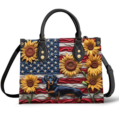 Lorva Dachshund Leather Bag American Bloom
