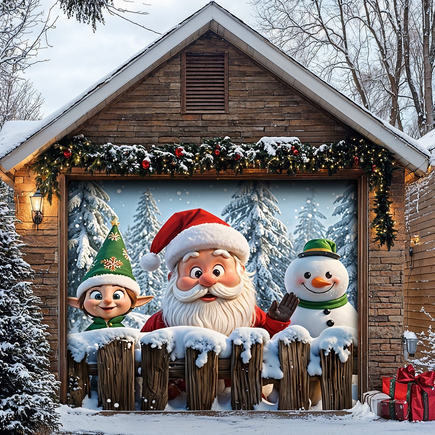 Lorva Christmas Garage Door Banner Decoration Santa’s Jolly Crew