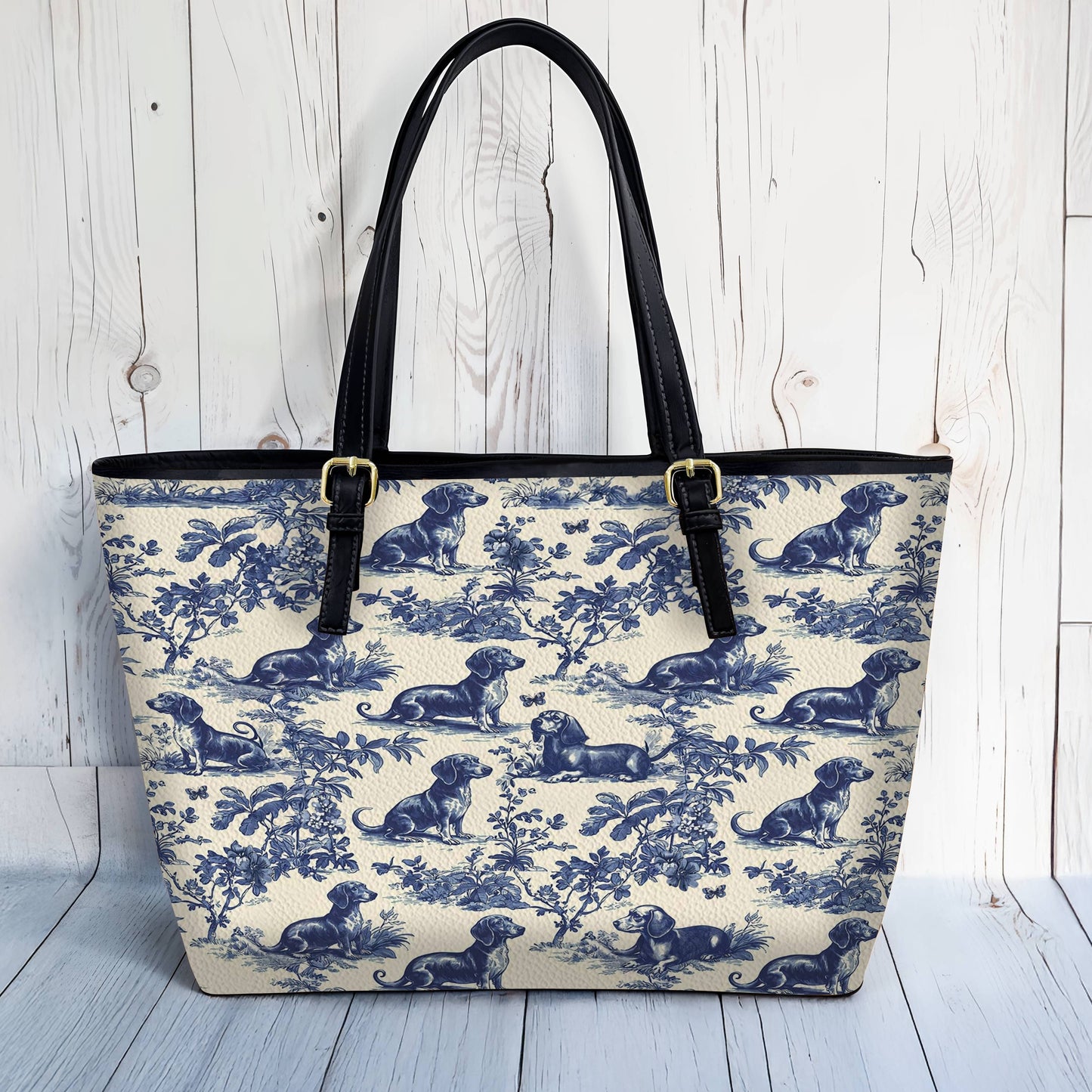 Lorva Dachshund Leather Tote Bag Lazy Day In Garden