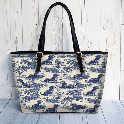Lorva Dachshund Leather Tote Bag Lazy Day In Garden