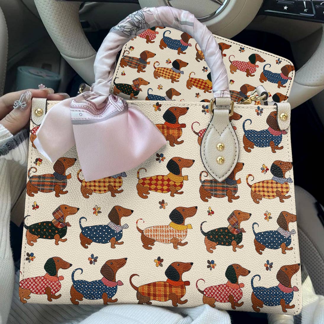 Lorva Dachshund Leather Bag Joyful