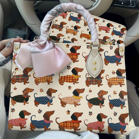 Lorva Dachshund Leather Bag Joyful