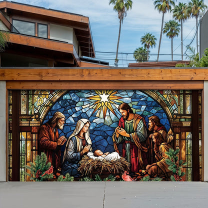 Lorva Christmas Garage Door Banner Decoration Faith The Nativity Scene