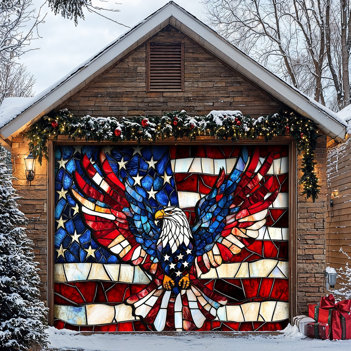 Lorva Garage Door Banner Decoration Proud Of My Country