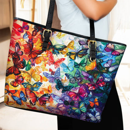 Lorva Butterfly Leather Tote Bag Rainbow Migration