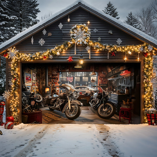 Lorva Christmas Garage Door Banner Decoration Old Garage Workshop