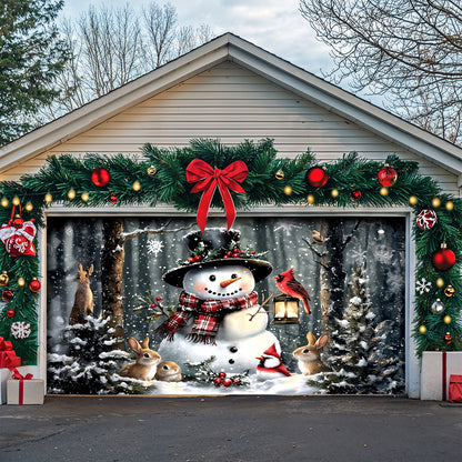 Lorva Snowman Christmas Garage Door Banner Decoration Love Time