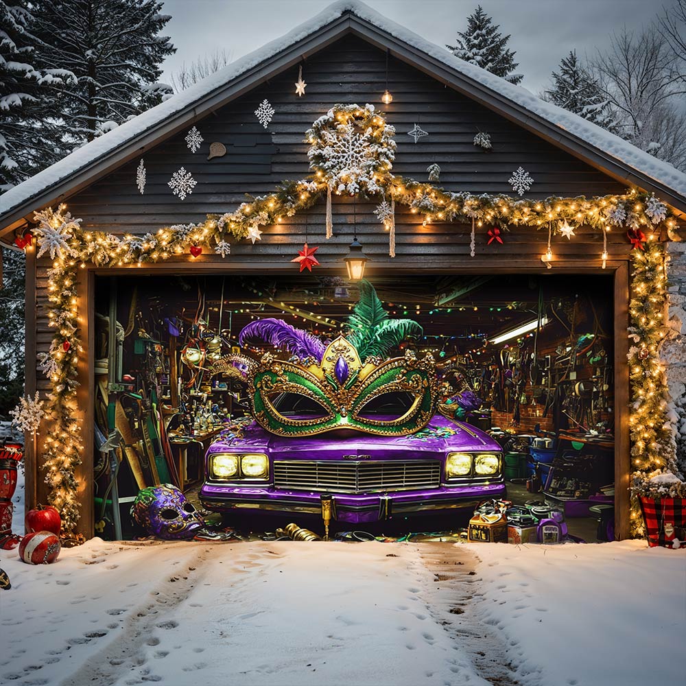 Lorva Mardi Gras Garage Door Banner Decoration