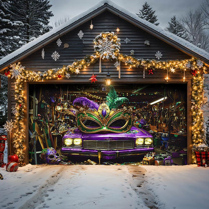 Lorva Mardi Gras Garage Door Banner Decoration
