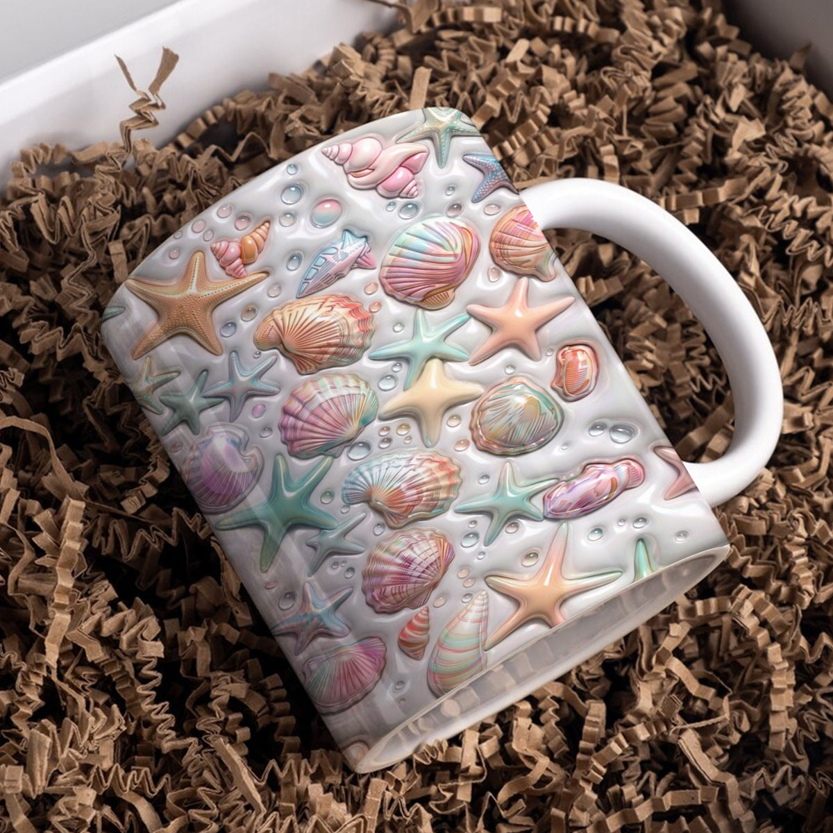 Lorva Puff Flat Printed Mug Coastal Shell