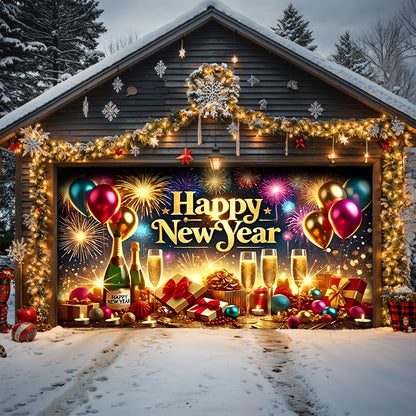Lorva Garage Door Banner Decoration Happy New Year