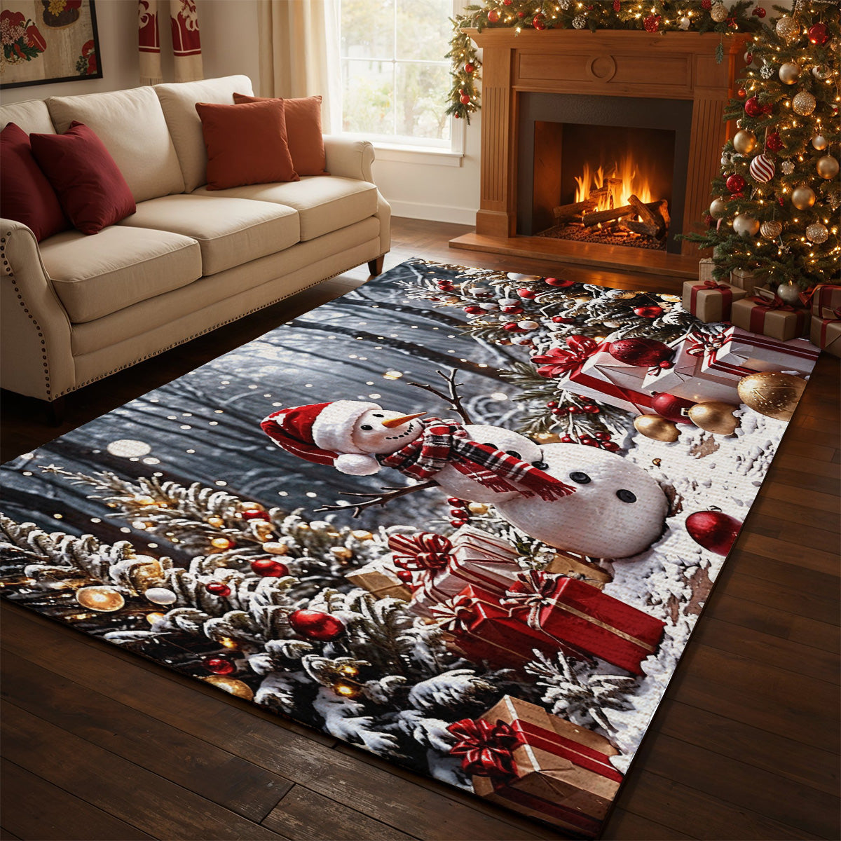 Lorva Snowman Christmas Area Rug Festive Lovely