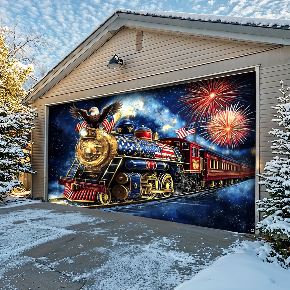 Lorva Patriotic Garage Door Banner Decoration Eagle Of The Rails