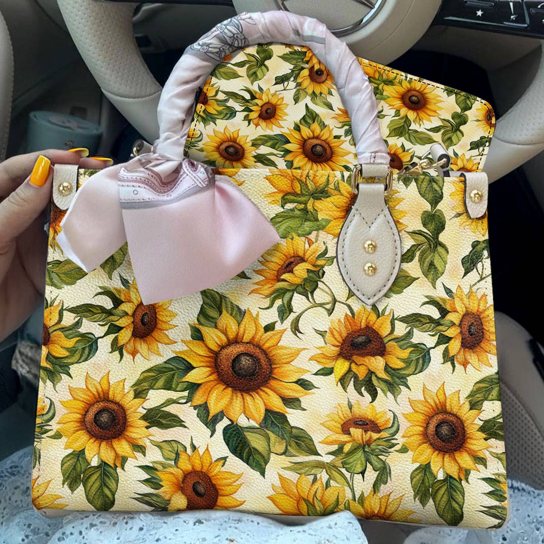 Lorva Leather Bag Happy Sunflowers