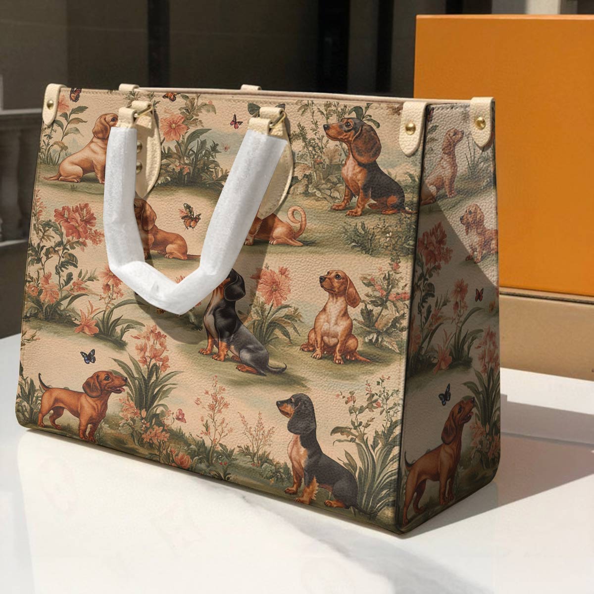 Lorva Dachshund Leather Bag Whimsy Meadow Hounds