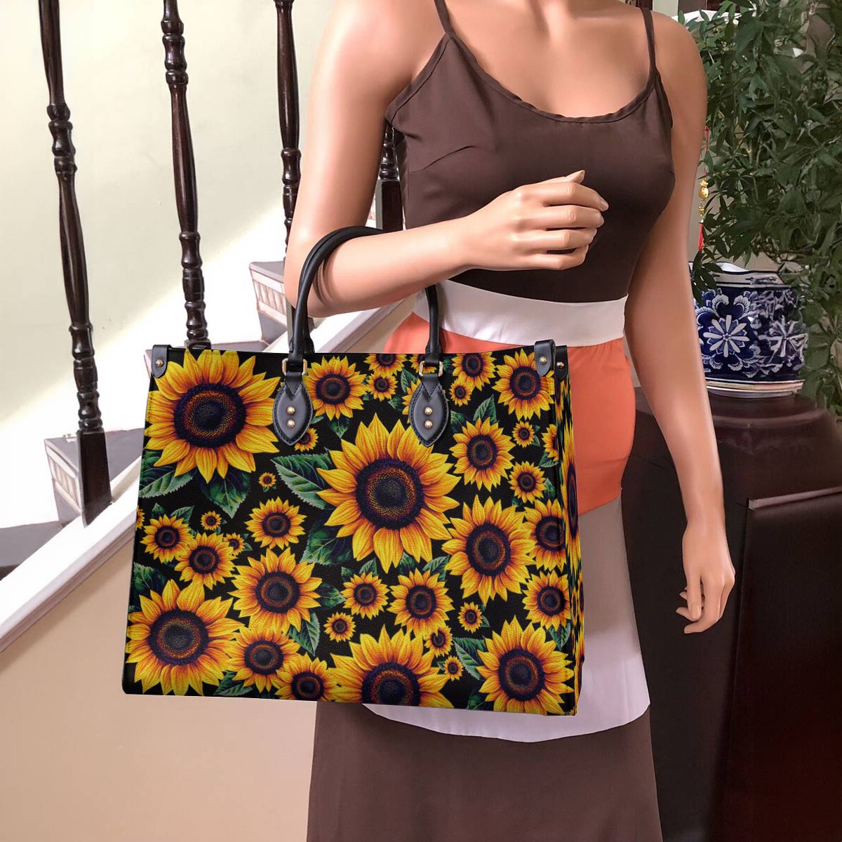 Lorva Sunflower Leather Bag Summer Eclipse