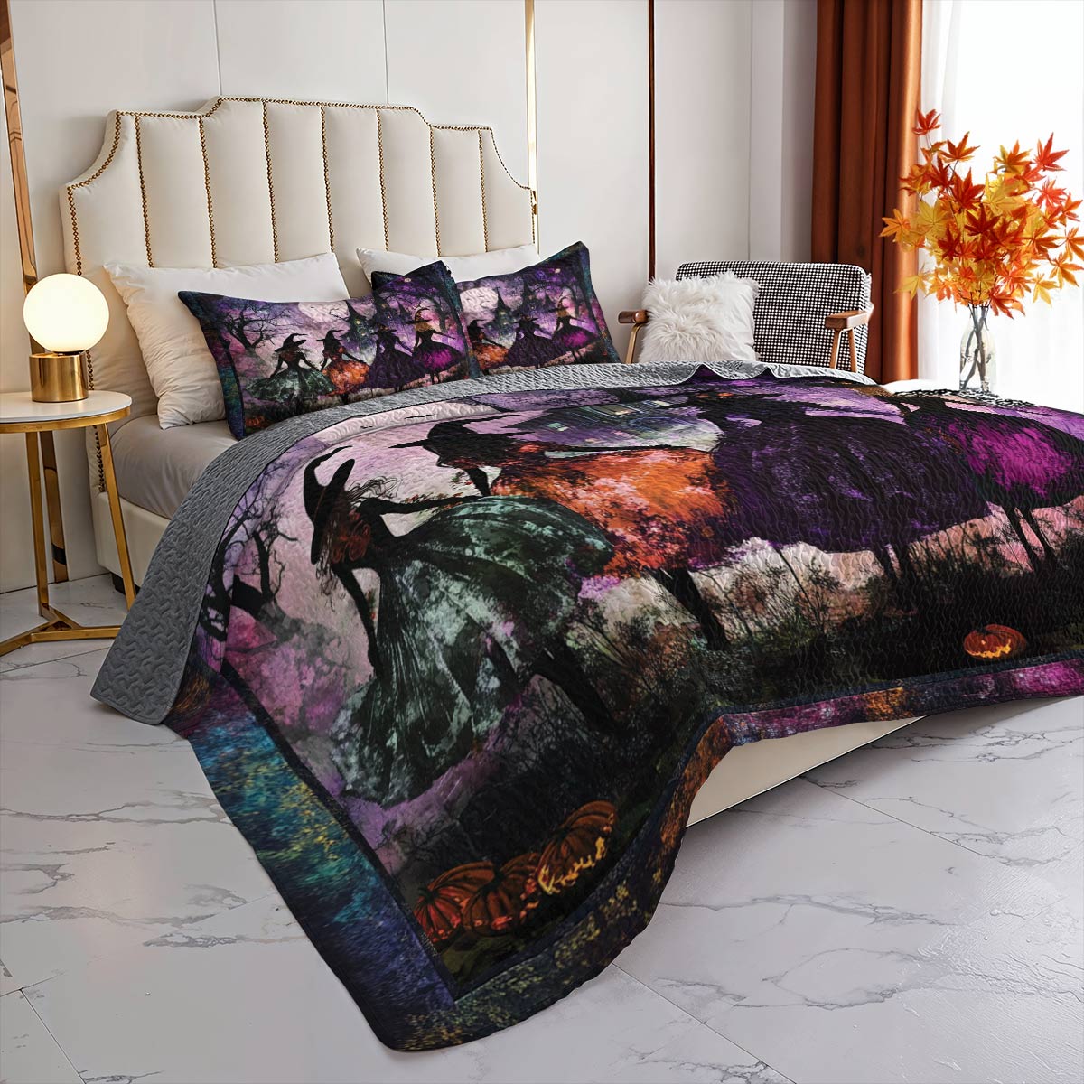 Witch Lorva All Season Quilt 3-Piece Set Mystic Moon Witches