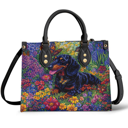 Lorva Leather Bag Garden Dachshund Delight