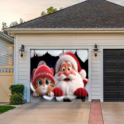 Lorva Christmas Garage Door Banner Decoration Cute Catmas