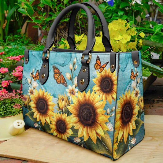 Lorva Leather Bag Gentle Sunflowers Garden