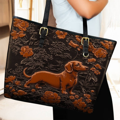 Lorva Leather Tote Bag Majestic Dachshund