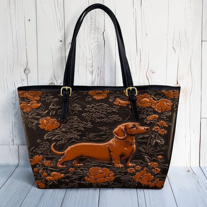 Lorva Leather Tote Bag Majestic Dachshund
