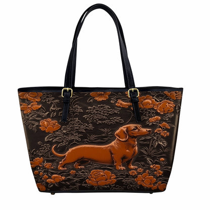 Lorva Leather Tote Bag Majestic Dachshund